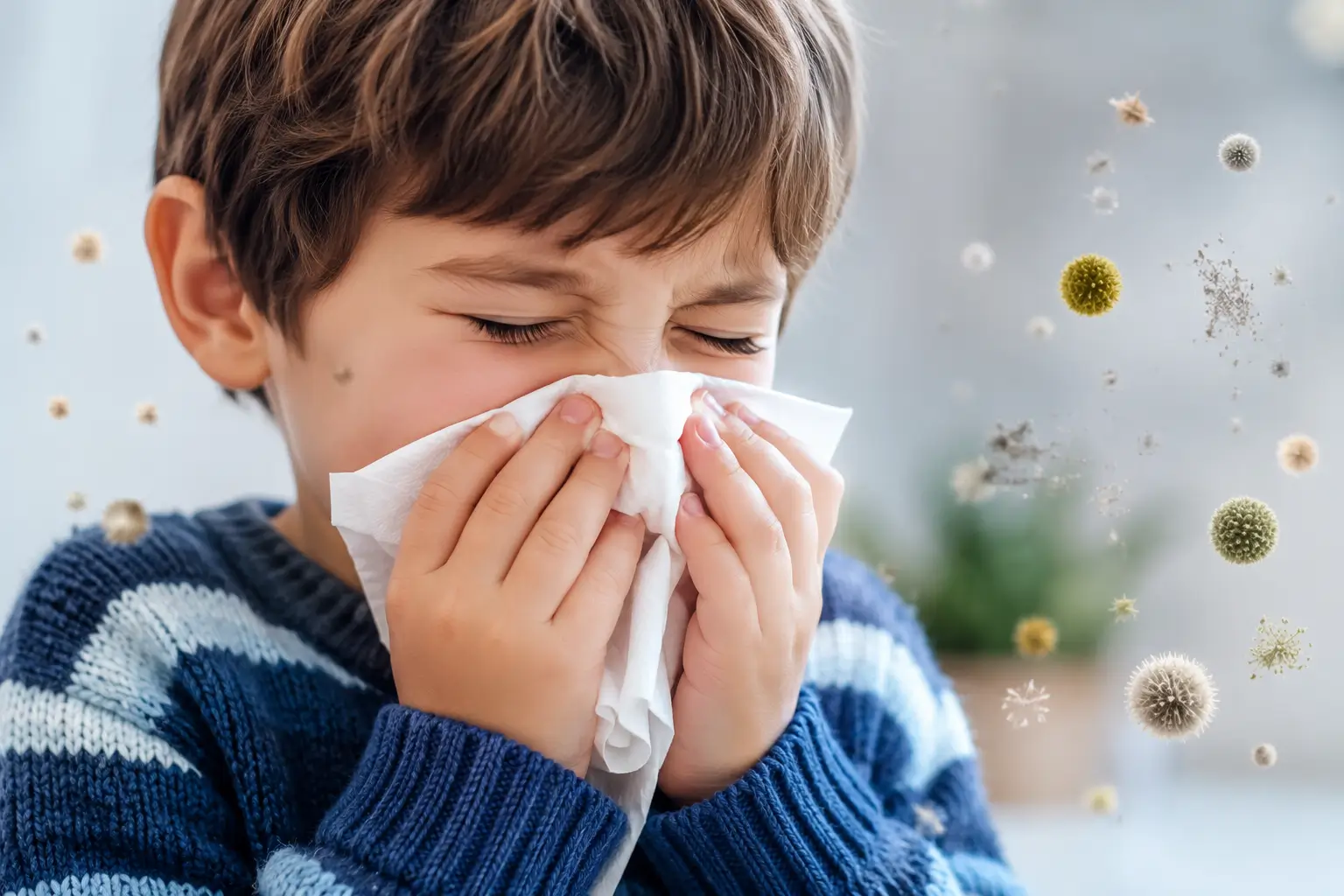Child Sneezing Due to Indoor Allergens