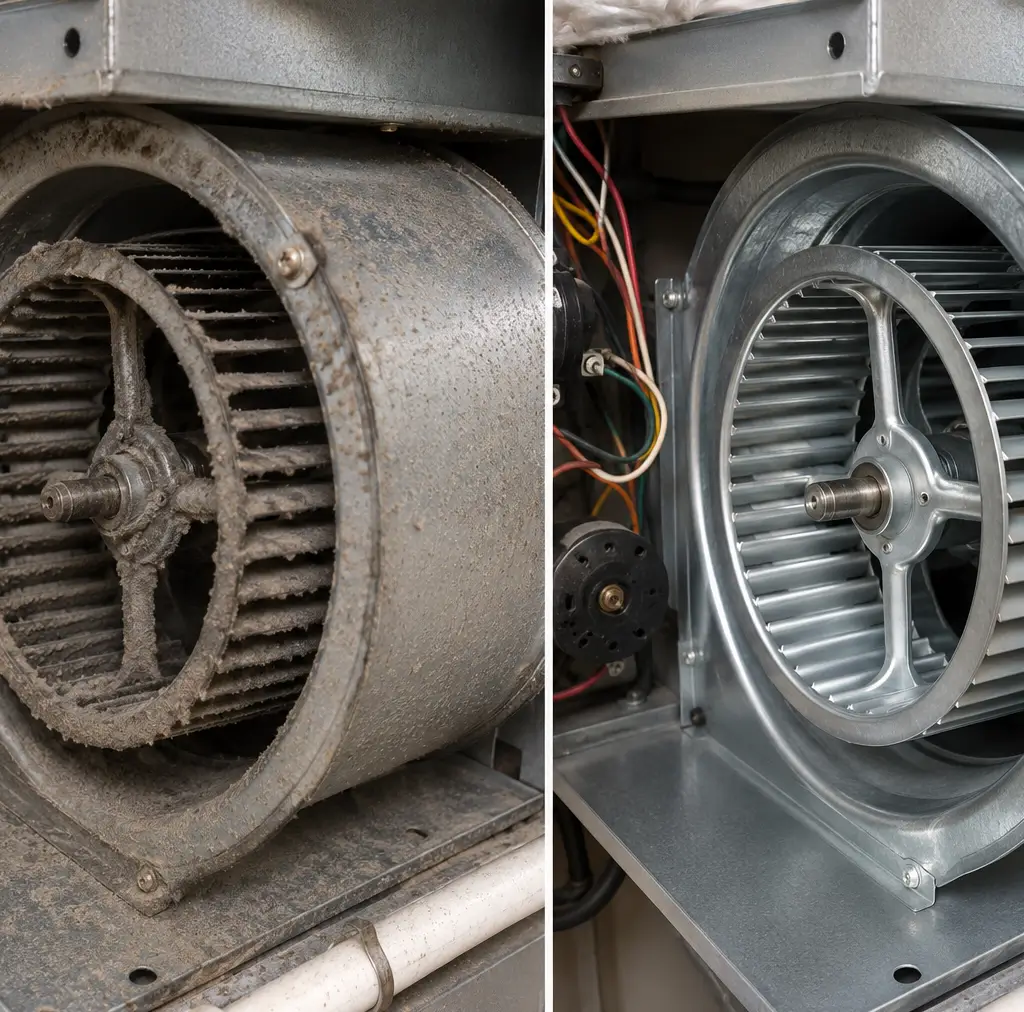 Professional furnace Cleaning Before and After Results